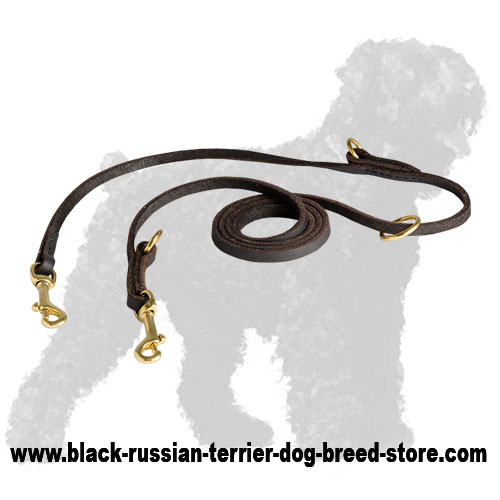 Soft English Leather Russian Terrier Leash with Several Modes