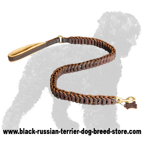 Stylish Braided Leather Russian Terrier Leash