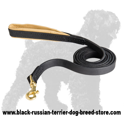 Leather Russian Terrier Leash with Comfortable Handle