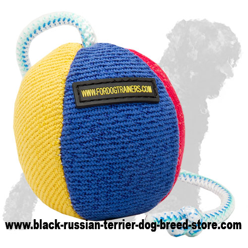French Linen Bite Dog Ball on a String for Playing and Training for Russian Terriers