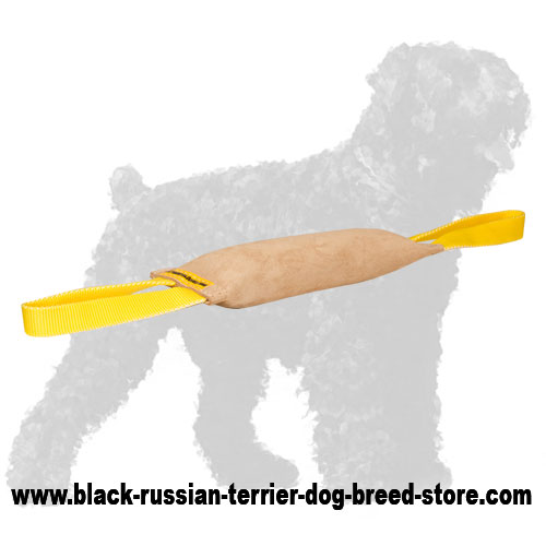 Top Quality Leather Russian Terrier Bite Tug with Handles