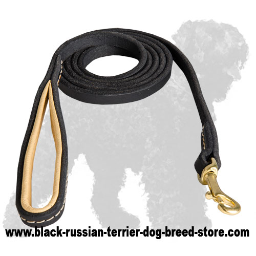 Soft Stitched Leather Black Russian Terrier Leash