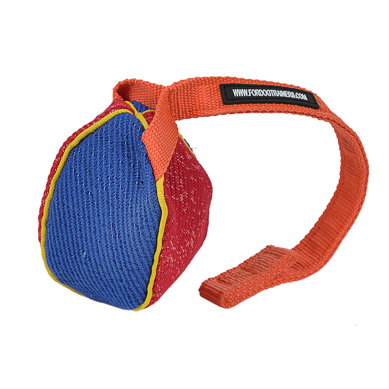 "Funny Play" French Linen Bite Tug for Puppies and Small Black Russian Terrier - 3 x 4 inch (8 x 10 cm)