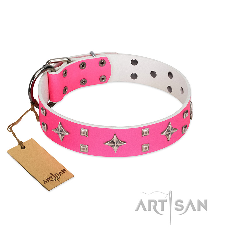 Designer Authentic Chanel Ribbon Dog Collar Pink Black Damask