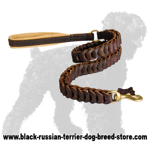 Top Quality Braided Leather Russian Terrier Leash