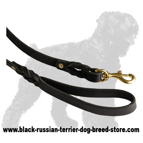 Durable Handle and Snap Hook of Leather Russian Terrier Leash