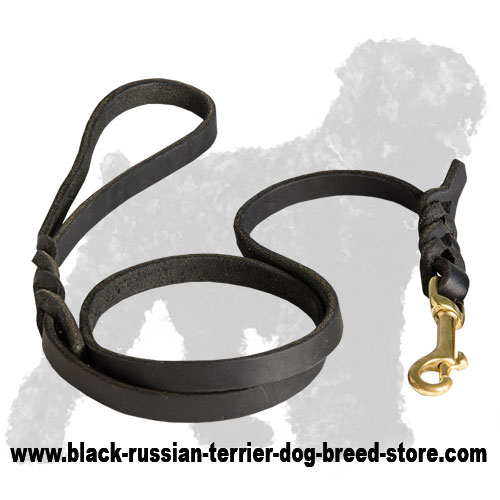 High Quality Leather Russian Terrier Leash with Brass Hardware