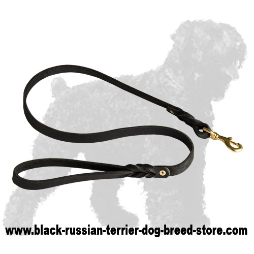 Training Braided Leather Russian Terrier Leash