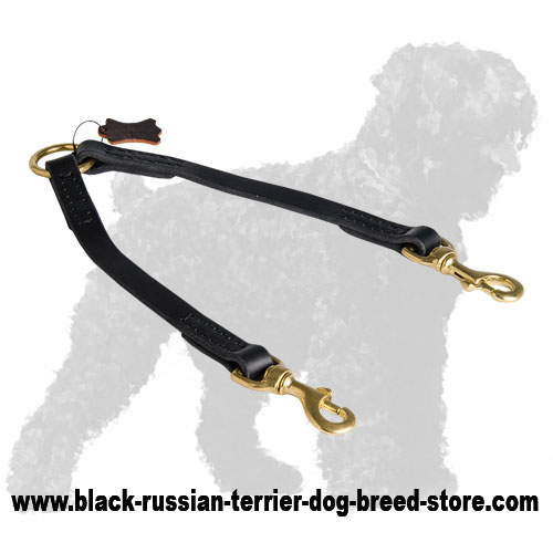 Walking Stitched Leather Russian Terrier Coupler