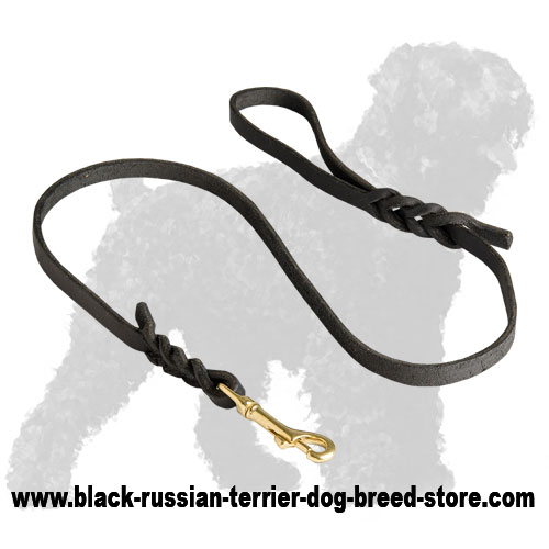 Hand-Made Leather Black Russian Terrier Leash